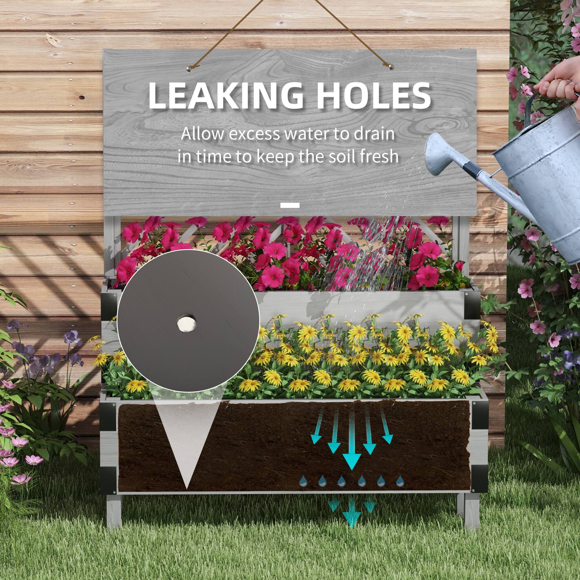 LEAKING HOLES
Allow excess water to drain in time to keep the soil fresh