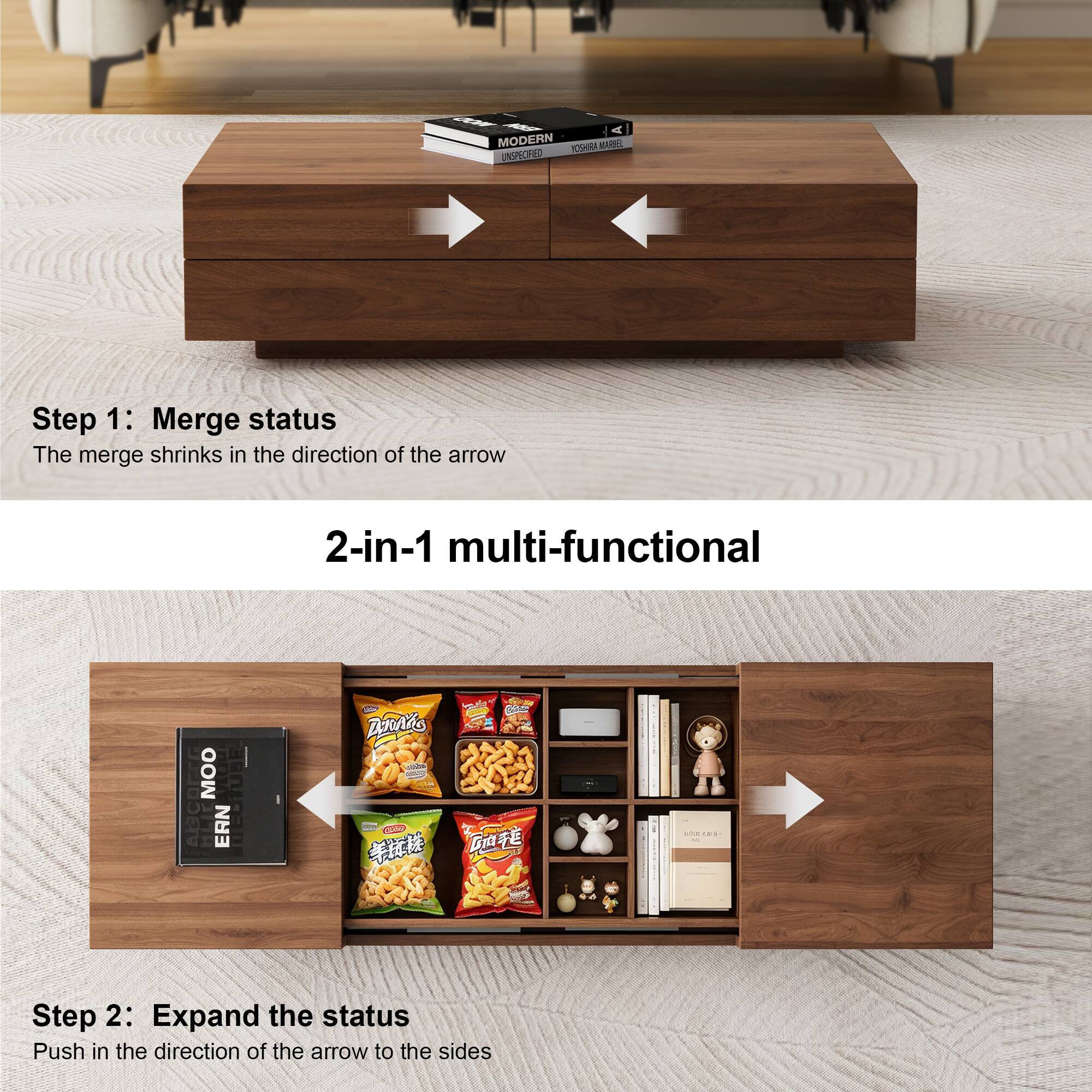 A MODERN YOHM ANI NPICHE

Step 1: Merge status
The merge shrinks in the direction of the arrow

2-in-1 multi-functional

Step 2: Expand the status
Push in the direction of the arrow to the sides