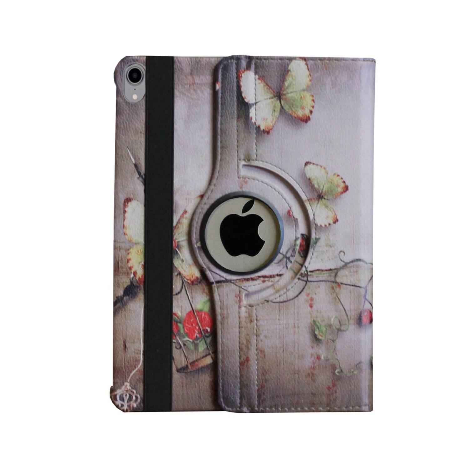 Stock Preferred - 360° Rotating Smart Case Cover with Stand & Stylus Holder for iPad 10 to 11th Gen - Butterfly Flower