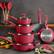 Left. Tramontina - 14PC Cold Forged Cookware Set - Red.