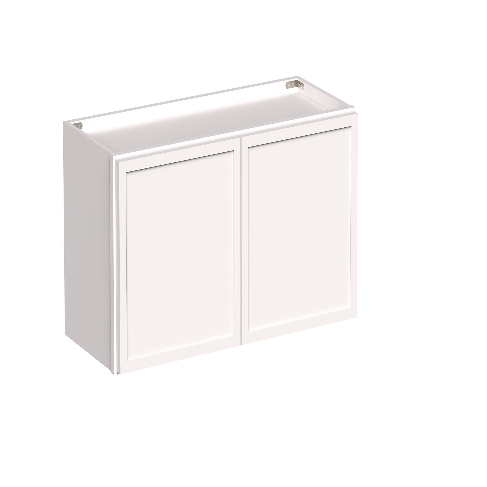 Angle. Boyel Living - 30-in W x 15-in H x 12-in D Slim Shaker RTA Kitchen Wall Cabinet with Soft-Close - Snow White.