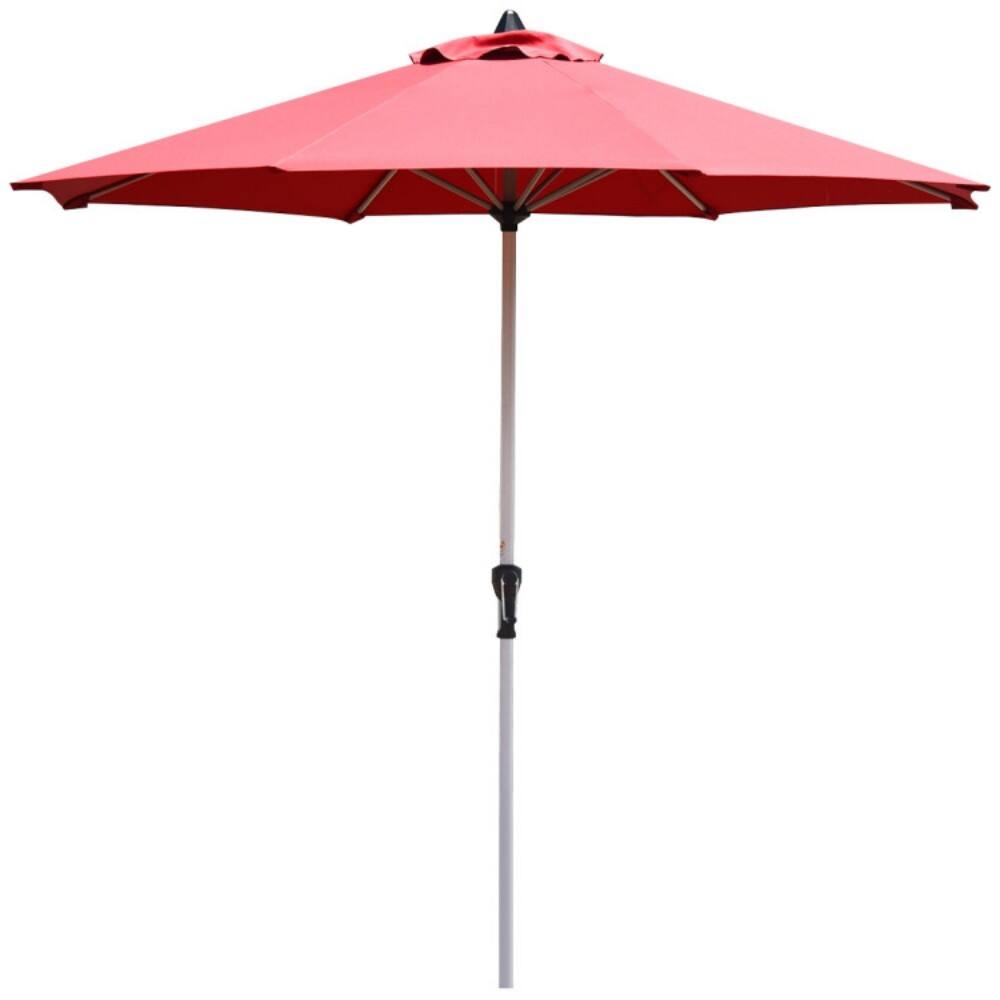 Mondawe - 9 Feet Patio Outdoor Market Umbrella with Aluminum Pole without Weight Base - Dark Red