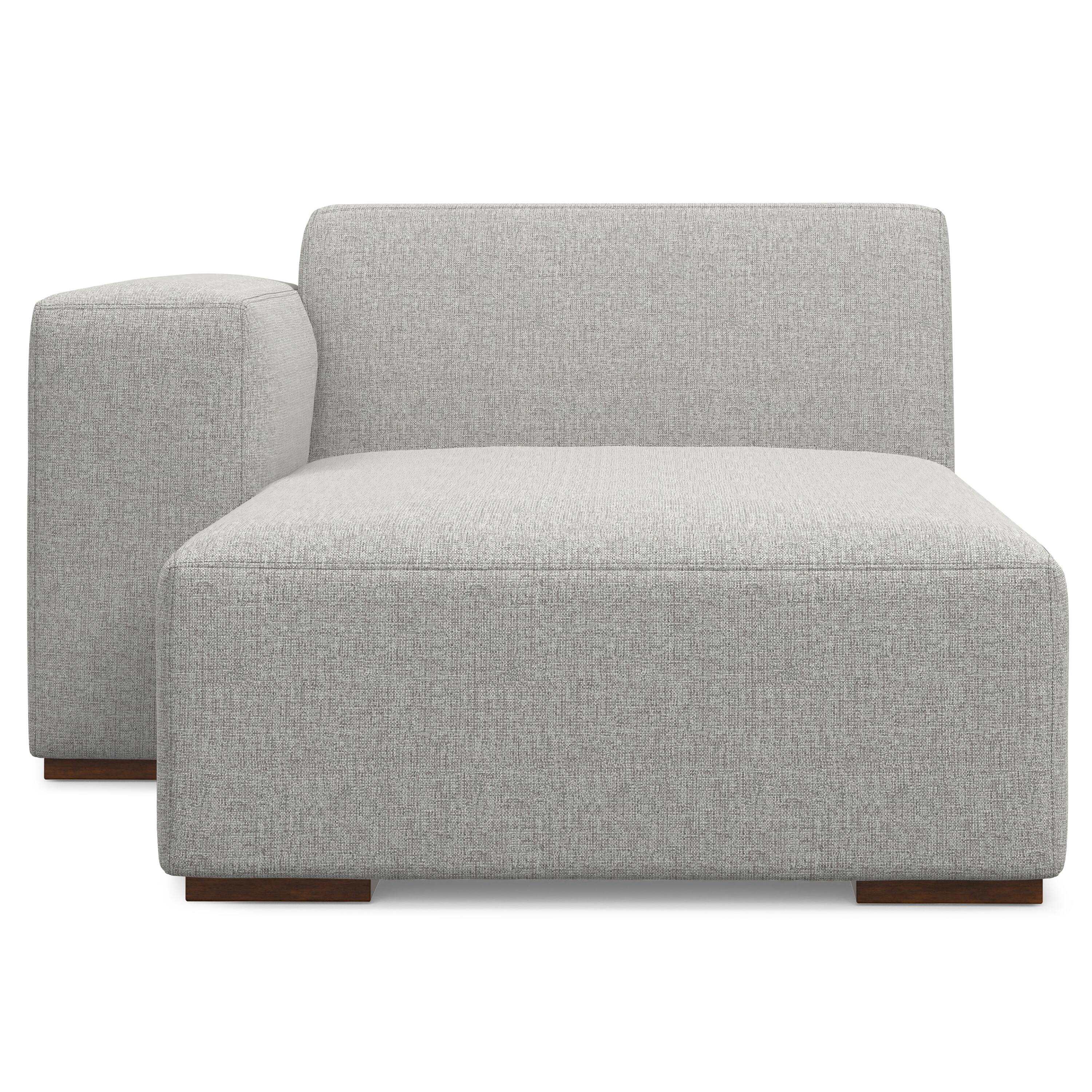 Left. Simpli Home - Rex Left Chaise Sofa Module in Tightly Woven Performance Fabric - Pale Grey.