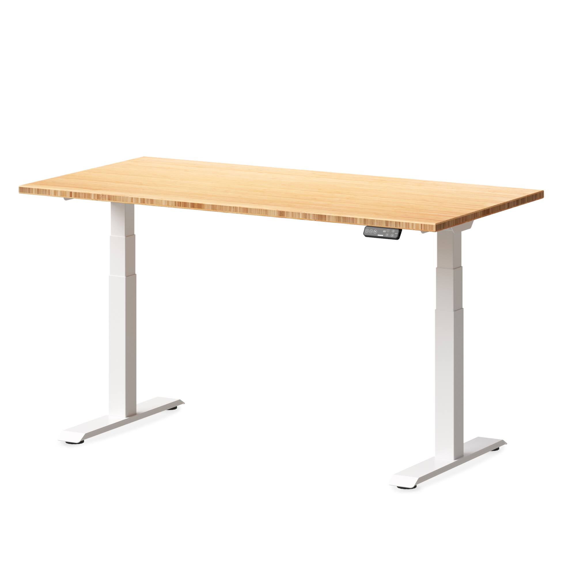 Angle. FlexiSpot - FlexiSpot E7 60''W Electric Adjustable Standing Desk, Bamboo/White - Bamboo.