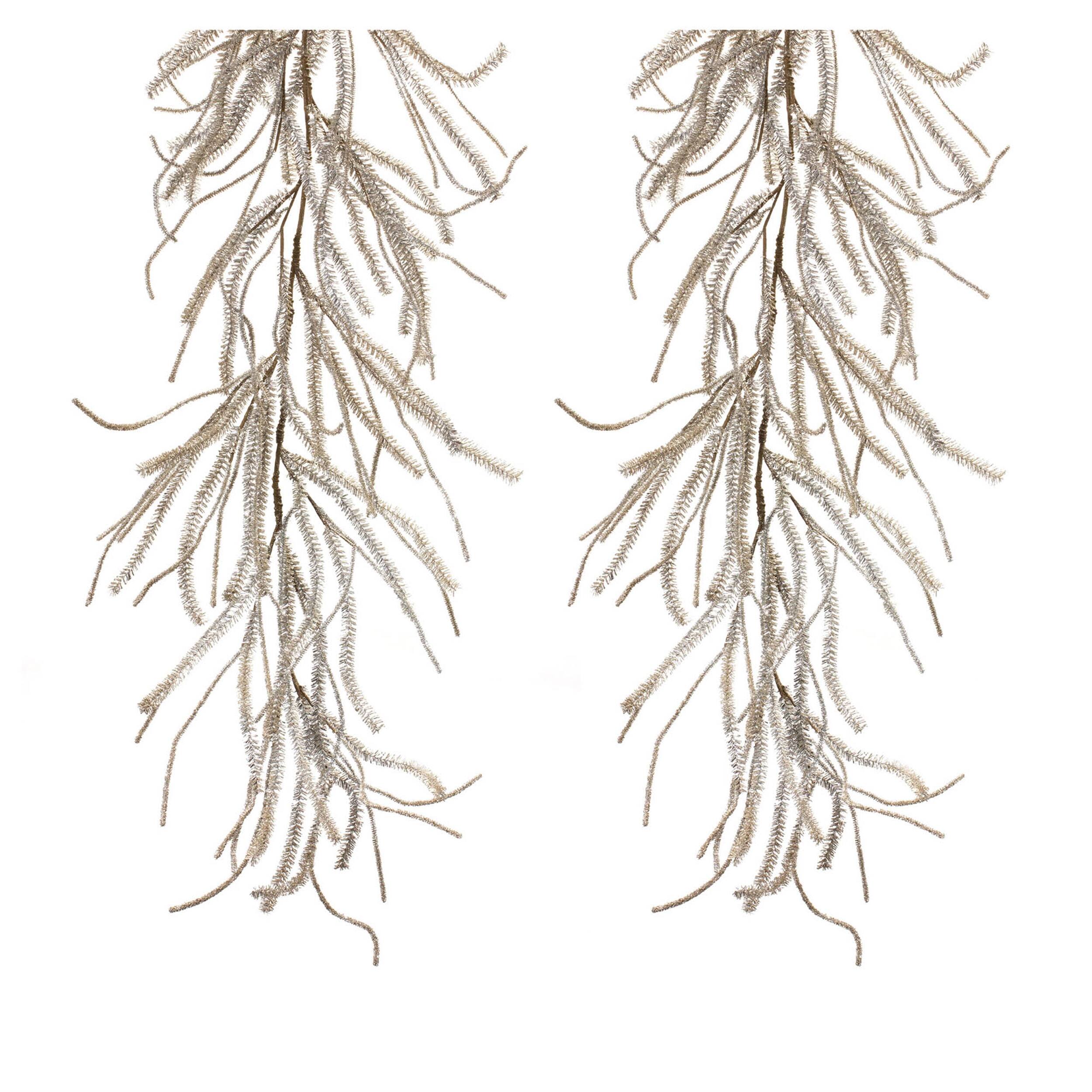 Back. BreeBe - Glittered Pine Garland (Set of 2) - Silver.