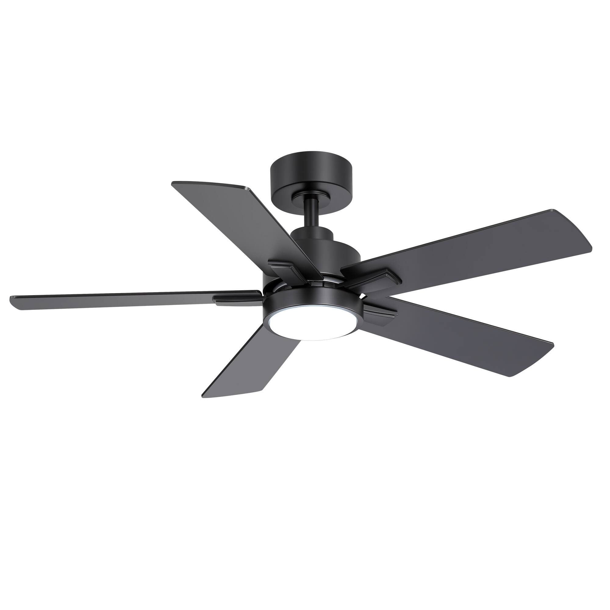 Alt View 9. Breezary - 42-Inch Ceiling Fan with LED Light, 5 MDF Blades, DC Motor, 6-Speed Remote, 1/4h Timer, Tri-Color Dimmable, Acrylic Shad - Matte Black.
