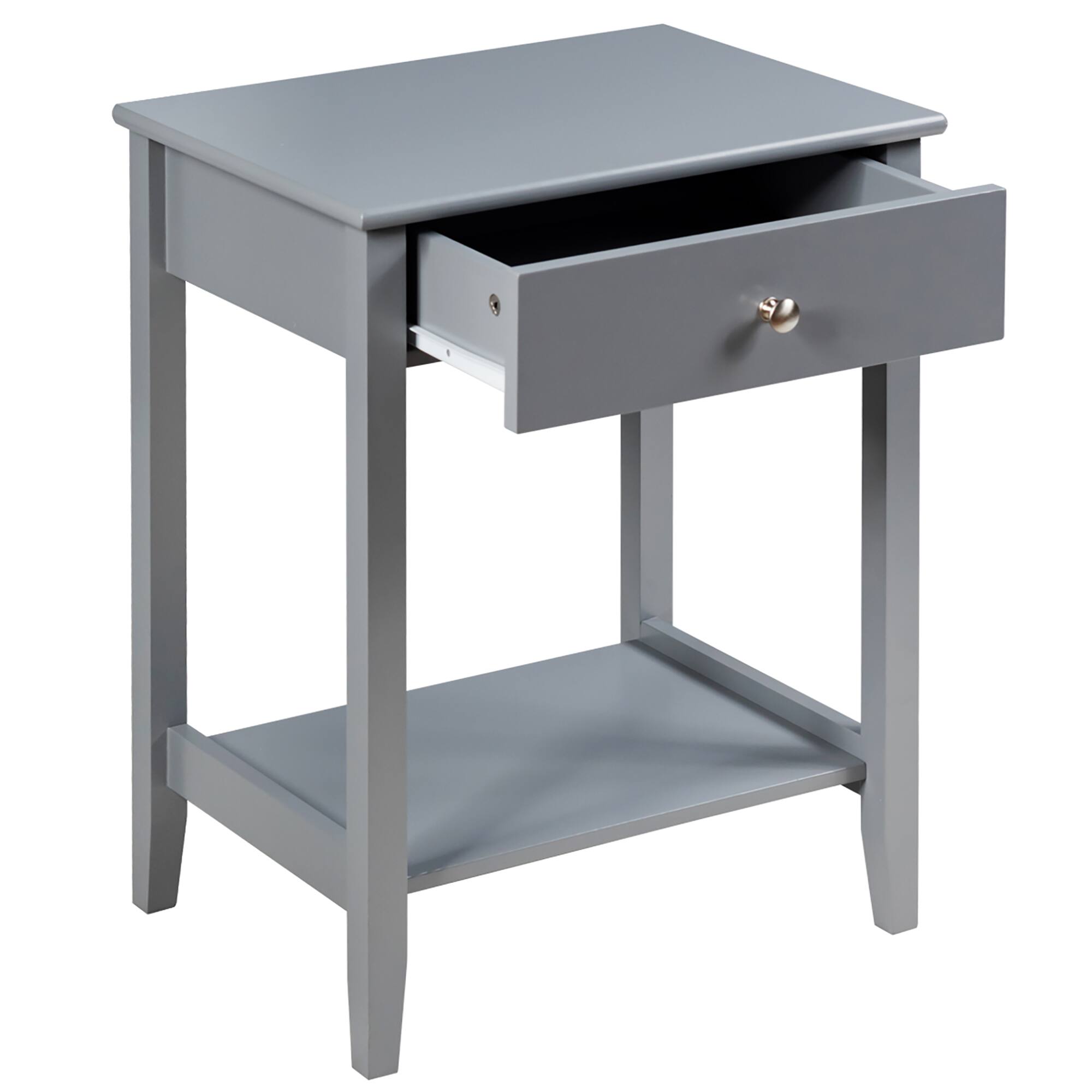 Alt View 18. Costway - Nightstand End Table Storage Display Bedroom Furniture Drawer Shelf Beside Grey - Gray.