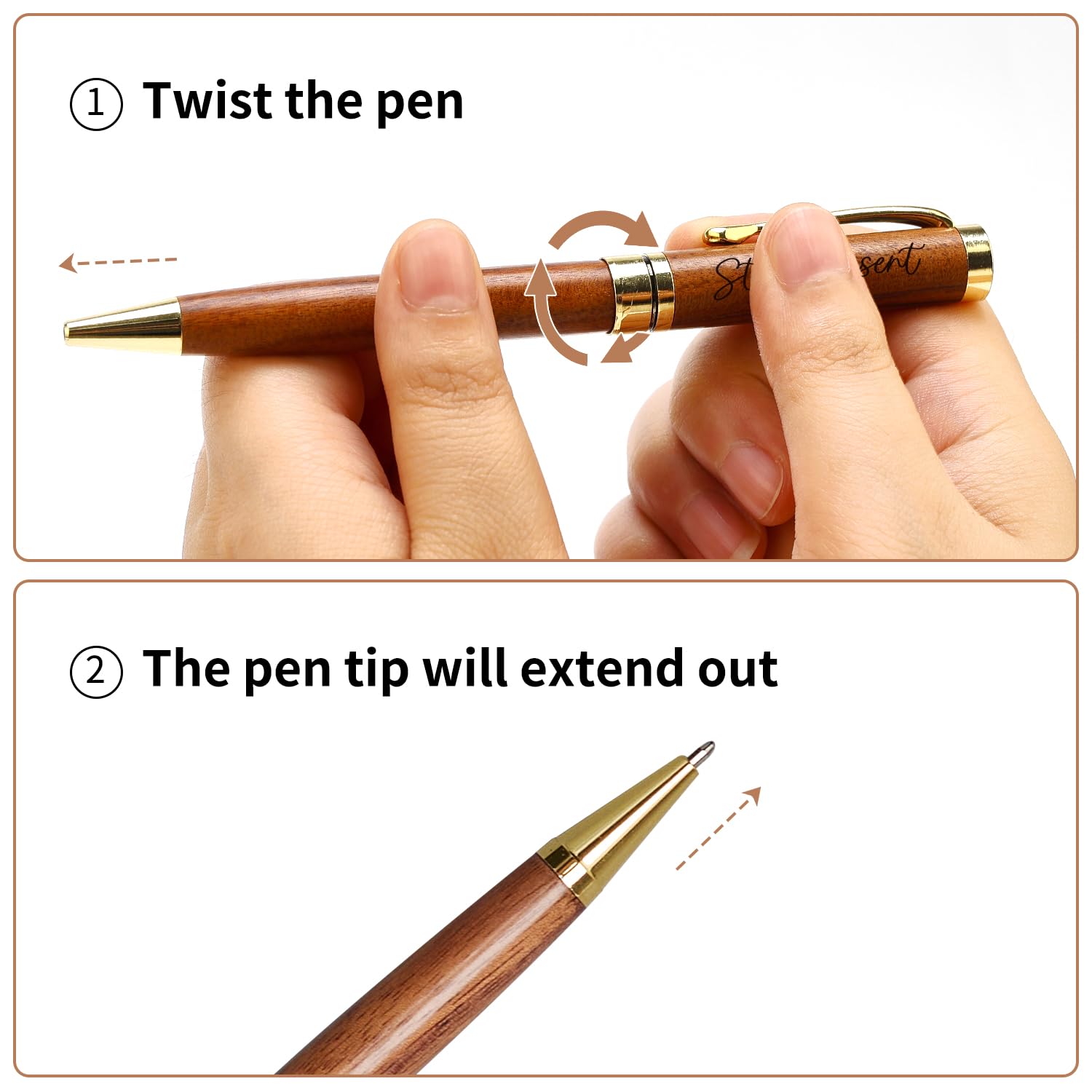 1. Twist the pen  
2. The pen tip will extend out