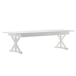 Flash Furniture - HERCULES 9' x 40" Rectangular Antique Rustic Solid Pine Folding Farm Table with X Legs - White