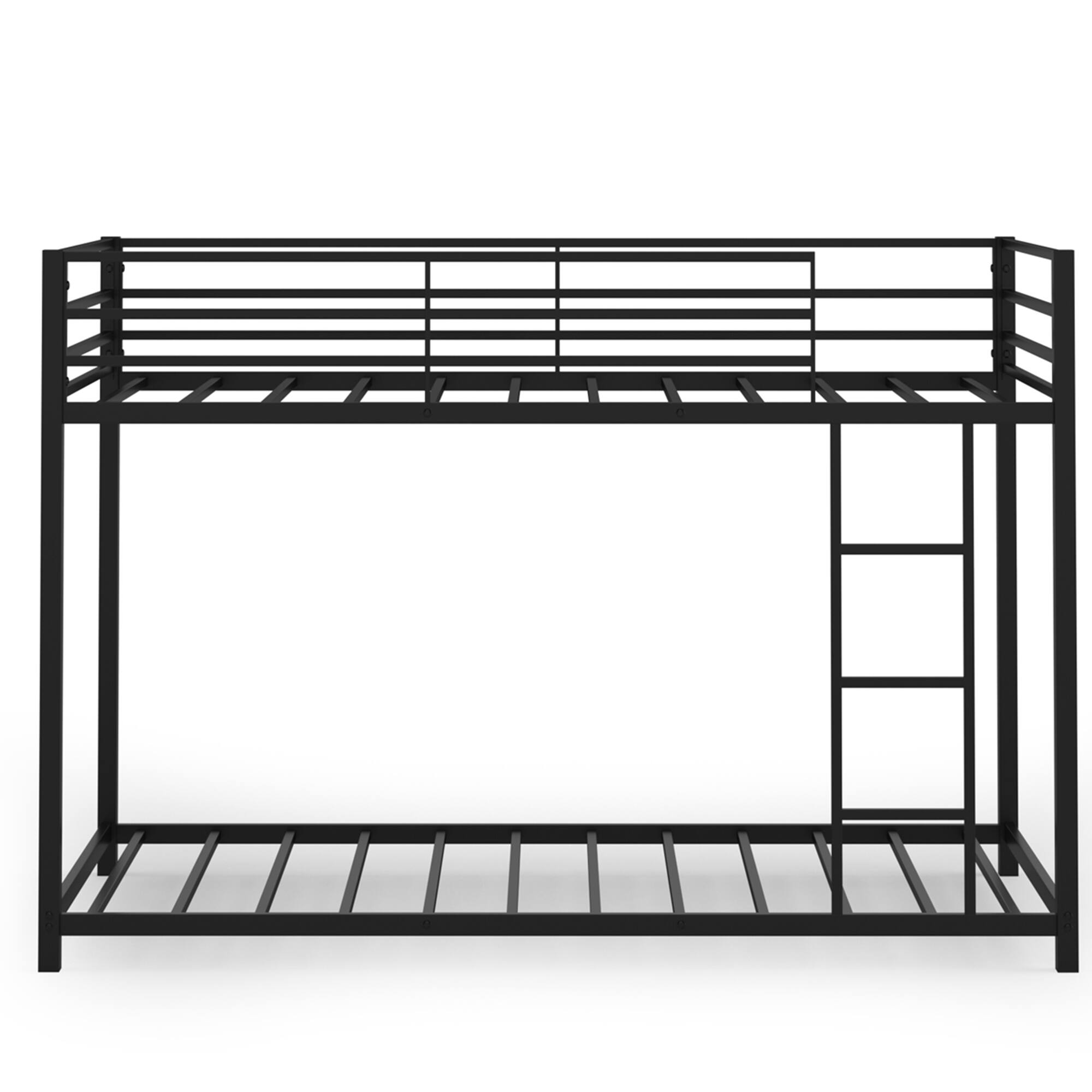 Alt View 8. Gymax - Gymax Twin Over Twin Bunk Bed Metal Platform Bed Frame W/ Guard Rails & Side Ladder - Black.