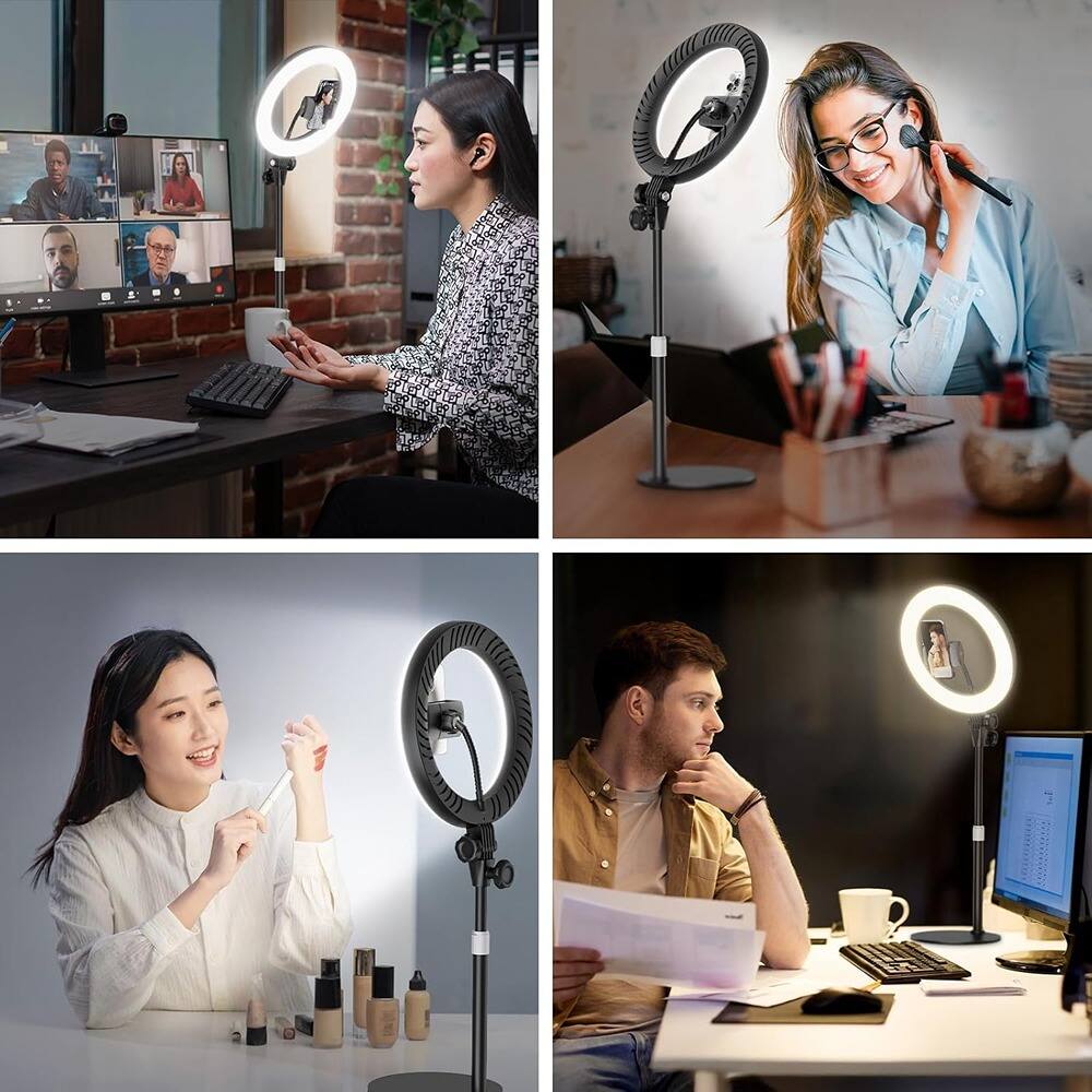 Angle. PARKER SLATER - 10'' Desk Ring Light with Stand – Zoom Lighting with Phone Holder for Computer・Video Calls・Conference – CRI95 LED Adjust.