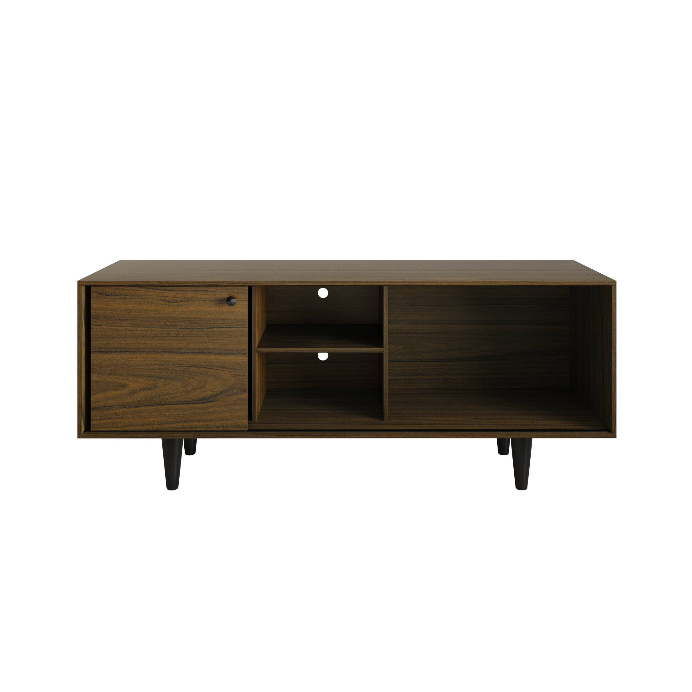 Alt View 3. ChaletPosh - Contemporary TV Stand Console with Sliding Door and Ample Storage, Brown - Brown.