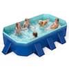 Front. Costway - Costway Non-Inflatable Folding Kiddie Outdoor Swimming Pool,Portable Around Ground Pool - Blue + Green.