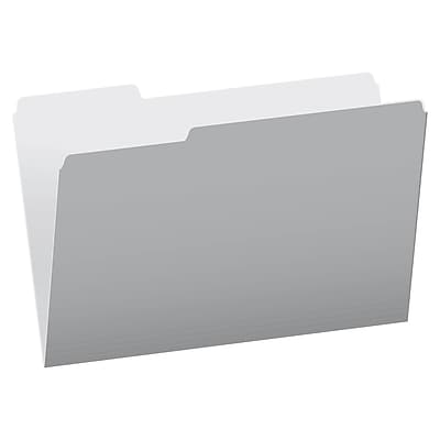 Front. Pendaflex - Pendaflex Recycled File Folder, 1/3-Cut Tab, Assorted, Legal Size, Gray, 100/Box (4350 1/3 GRA) - Gray.