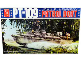 Skill 2 Model Kit PT-109 John F. Kennedy World War II Patrol Boat 1/64 Scale Model by AMT - Multi