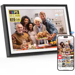 MOSZAR LLC - 10.1" Frameo WiFi Digital Photo Frame, 32GB, HD Touch Screen, Auto-Rotate, Easy Setup (Black)