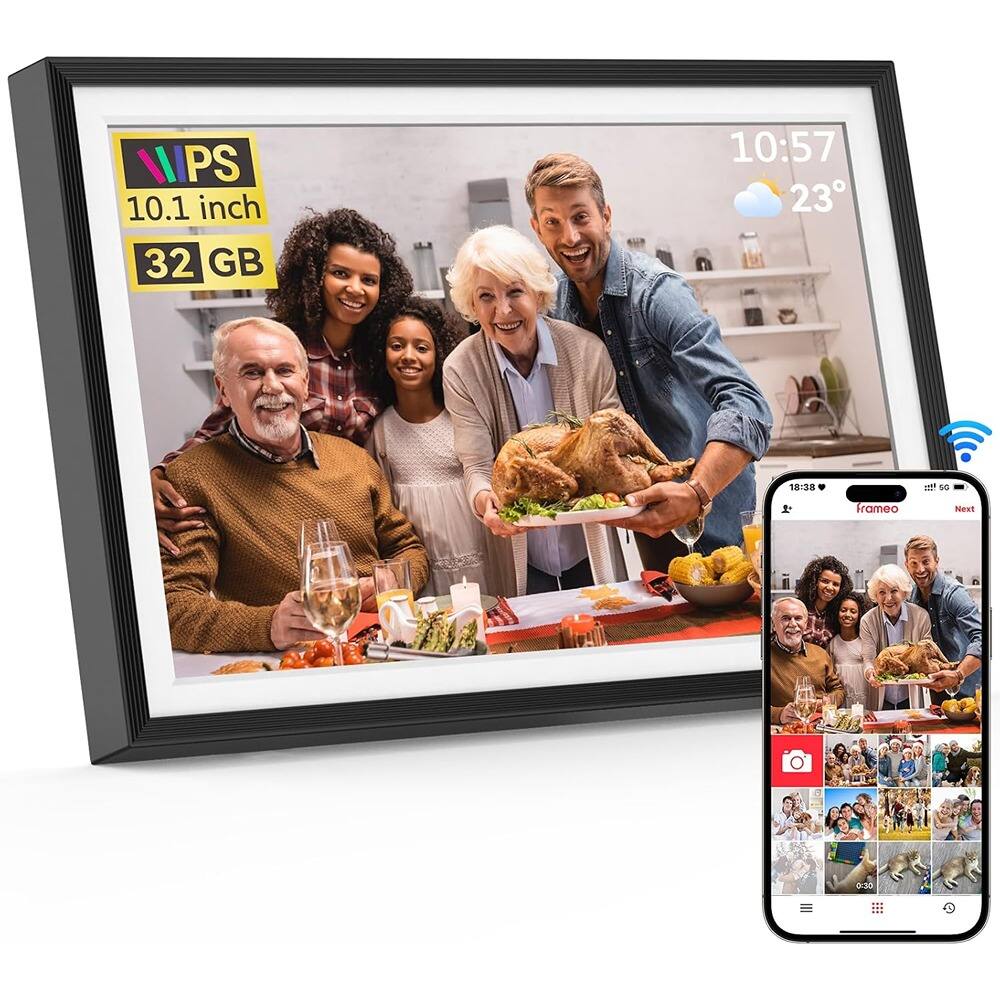 Sure, here is the corrected and grouped text from the image:

- **VIPS**
  - 10.1 inch
  - 32 GB

- **10:57**
  - 23°

- **frameo**

- **Next**

- **18:38**

- **5G**

- **Wi-Fi**