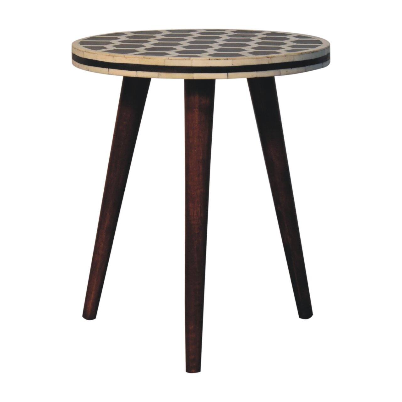 Front. Artisan Furniture - Artisan Furniture Solid Wood Bone Inlay Tripod Stool With Honey Caramel Finish - Brown.