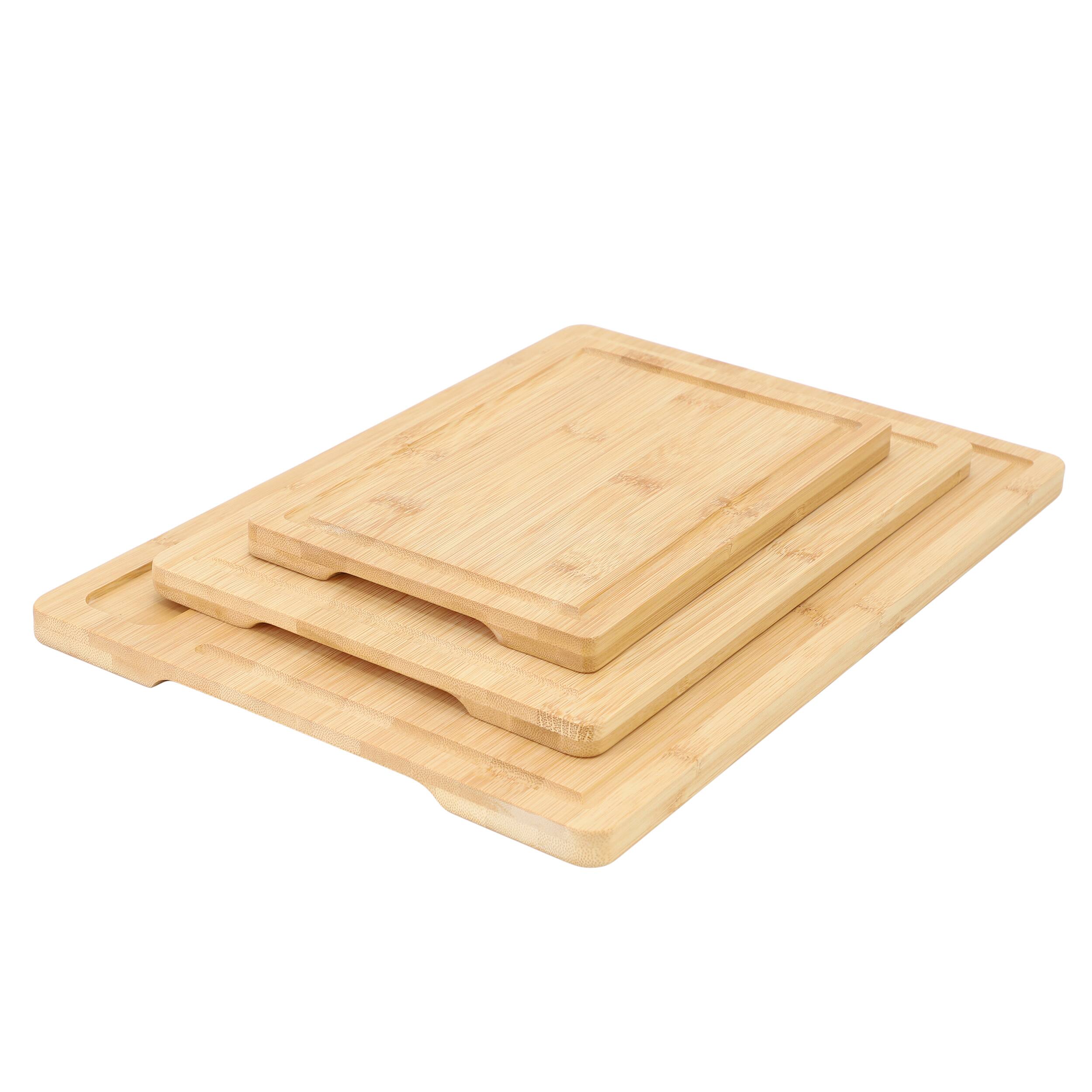 Alt View 3. MegaChef - MegaChef 3 Piece Bamboo Cutting, Prep and Serving Boards - Brown.