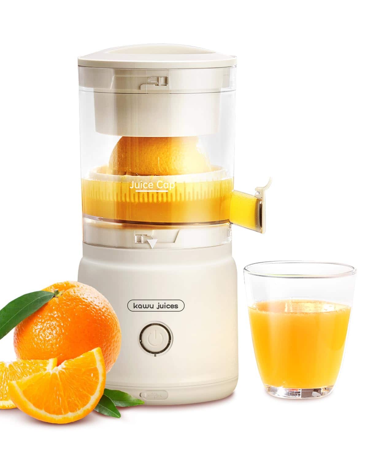 Luckbyte - Electric Citrus Juicer - Cordless Rechargeable Orange & Lemon Squeezer with One-Touch Operation & USB-C Charging - Beige