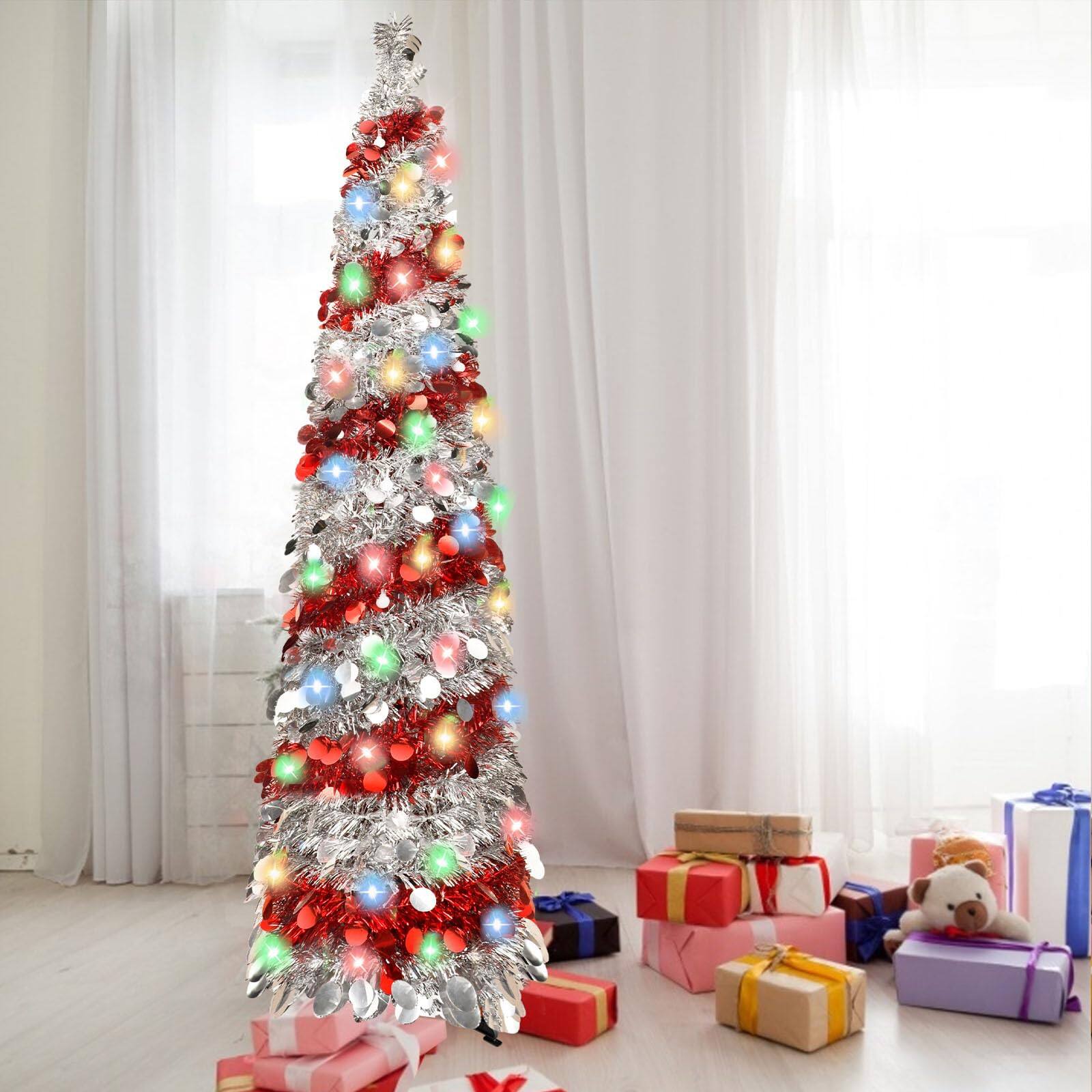 Alt View 4. TECH SAFARI - Christmas Trees With Collapsible Artificial Sequin Pop Up Tree Tinsel Pencil For Home Holiday Fireplace Party... - Default.