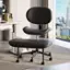 Left. Pinmoco - Ergonomic Cross-Legged Swivel Chair, Adjustable PU Leather Meditation Chair - Black.