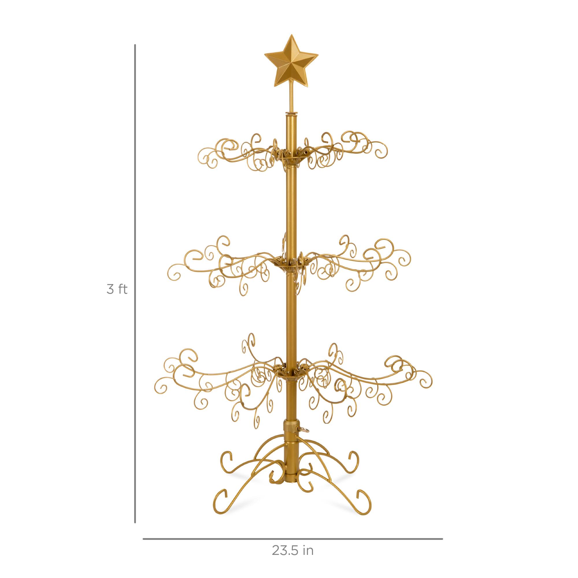 Alt View 6. Best Choice Products - Best Choice Products 3ft Wrought Iron Ornament Display Christmas Tree w/ Easy Assembly, Stand - Gold - Gold.