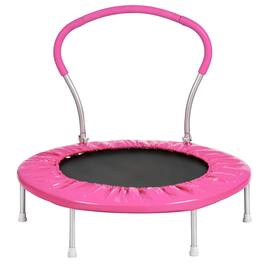 Ecooso - 36" Mini Trampoline with Handle, 6-Leg Stable Frame, Spring Bounce, 220 lb Capacity, Indoor/Outdoor - Pink