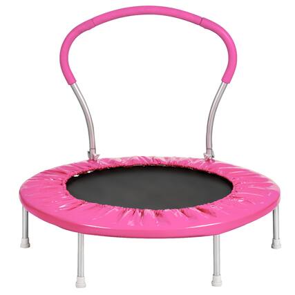 Front. Ecooso - 36" Mini Trampoline with Handle, 6-Leg Stable Frame, Spring Bounce, 220 lb Capacity, Indoor/Outdoor - Pink.