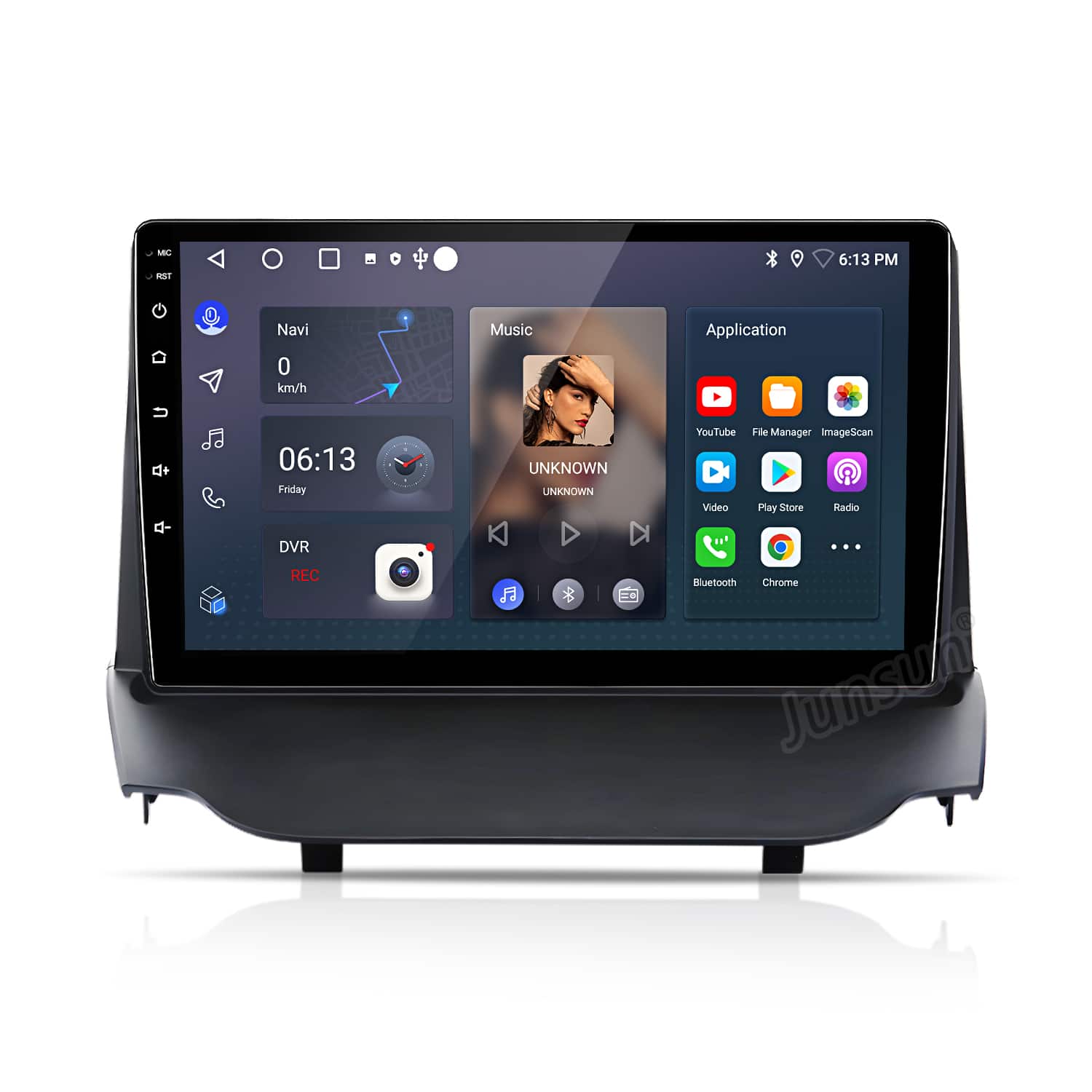 Junsun - For Ford Ecosport 2013-2017 9" carplay 2+64GB Android 14 Car Stereo Radio GPS Navi WIFI RDS SWC DSP FM Bluetooth - Black