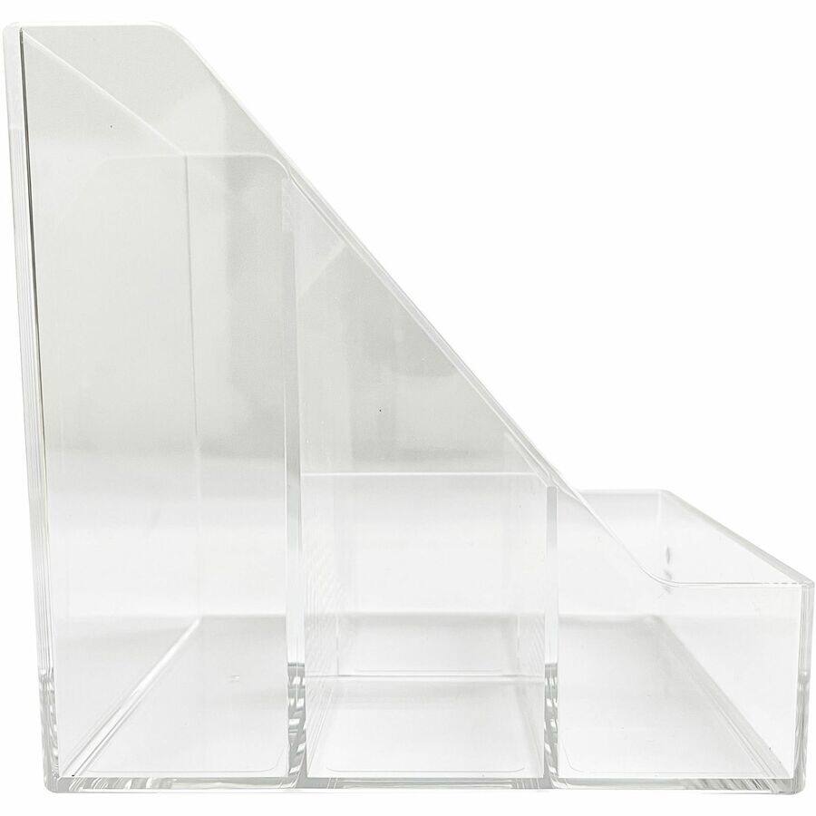 Angle. Business Source - Business Source 4 Compartment Desktop Organizer 4 Compartment 5.50" x 5.60" x 5.60" Desktop Durable Clear Acrylic - Clear.
