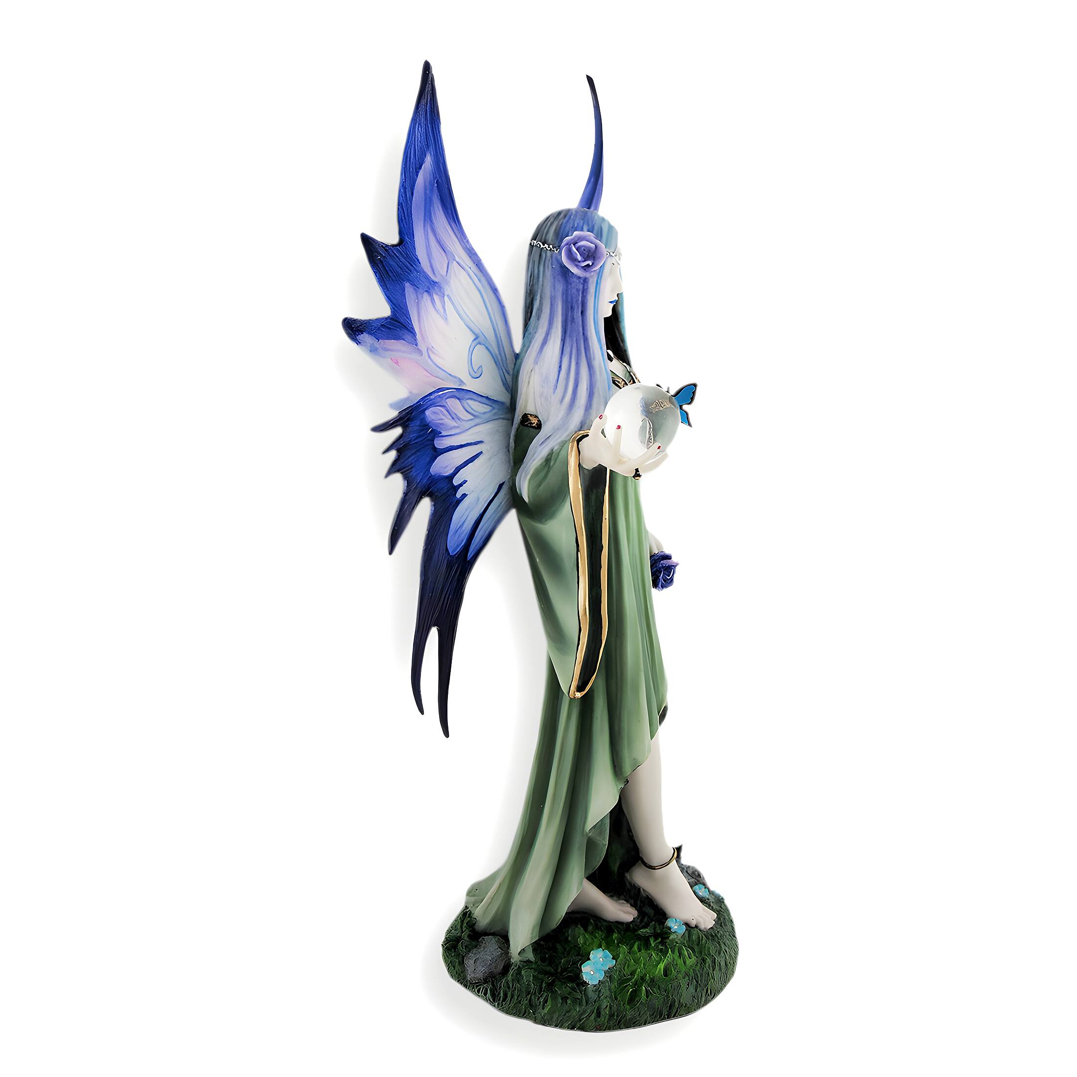 Alt View 2. Veronese Design - Anne Stokes `Mystic Aura` Fantasy Fairy Statue - Blue.