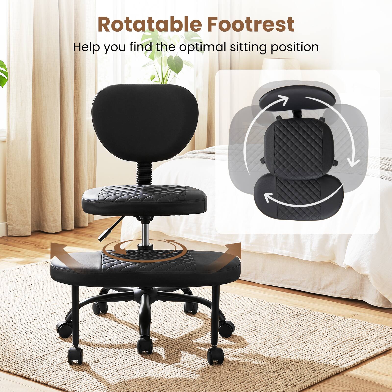 Rotatable Footrest  
Help you find the optimal sitting position