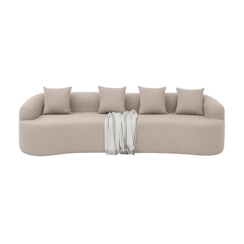 Alt View 9. Kadyn - Curved Sectional Sofa, Lamb's Wool Upholstery with Compression Packaging for Easy Setup, Brown - Brown.