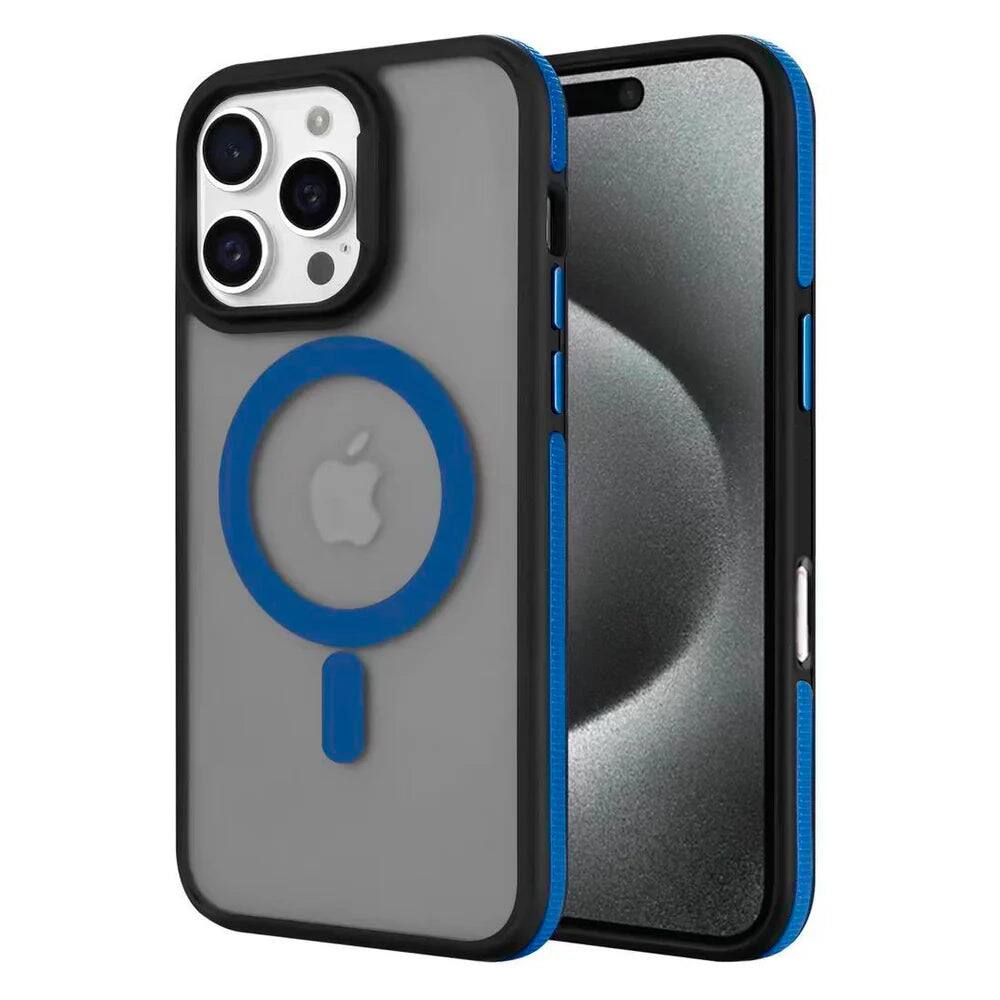 Front. Entronix - Entronix Magnetic iPhone 16 Pro Max Case - Translucent Matte with Rugged Edges - Blue.