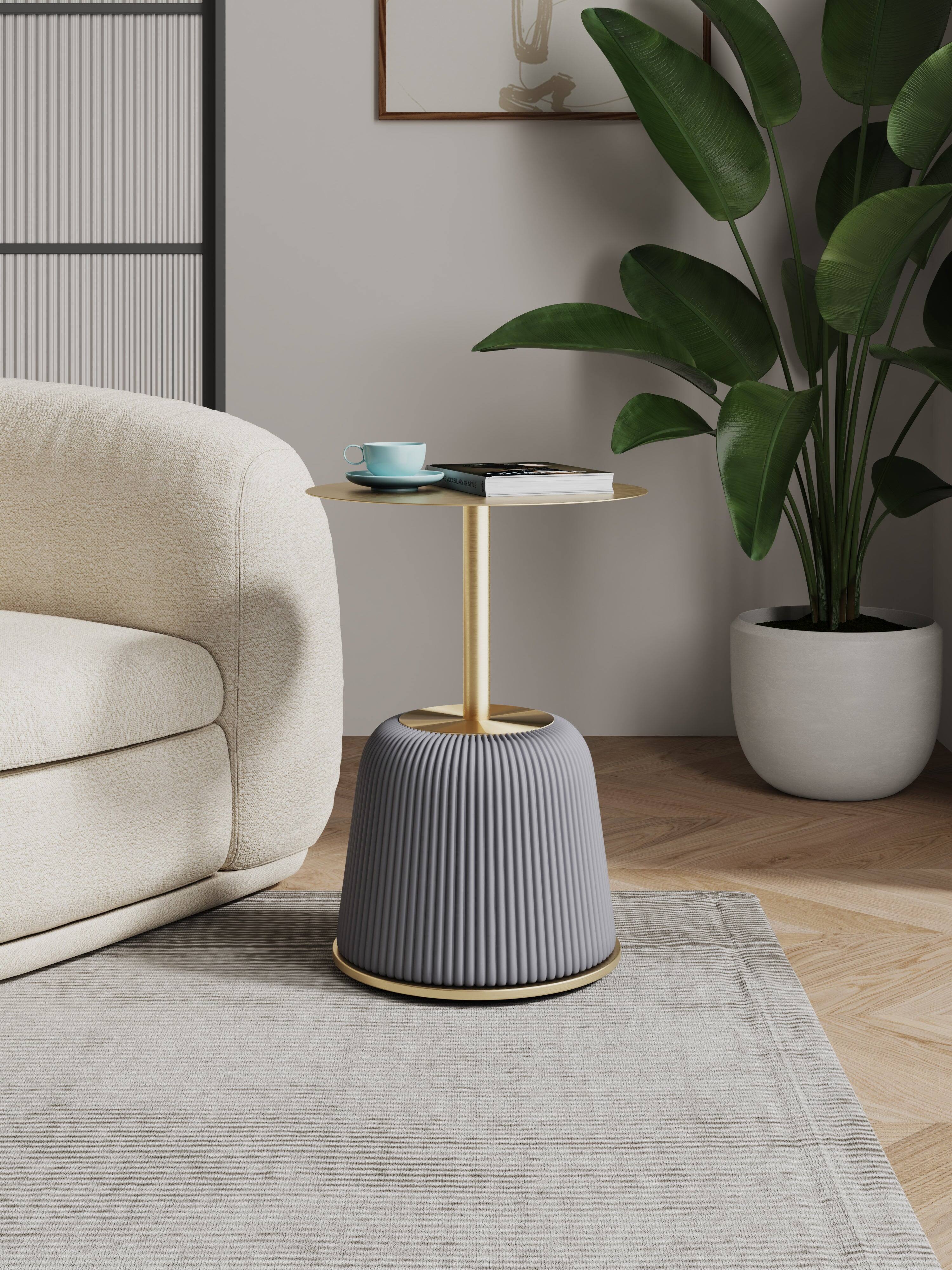 Angle. Manhattan Comfort - Anderson Modern Metal Top Upholstered End Table - Gray.