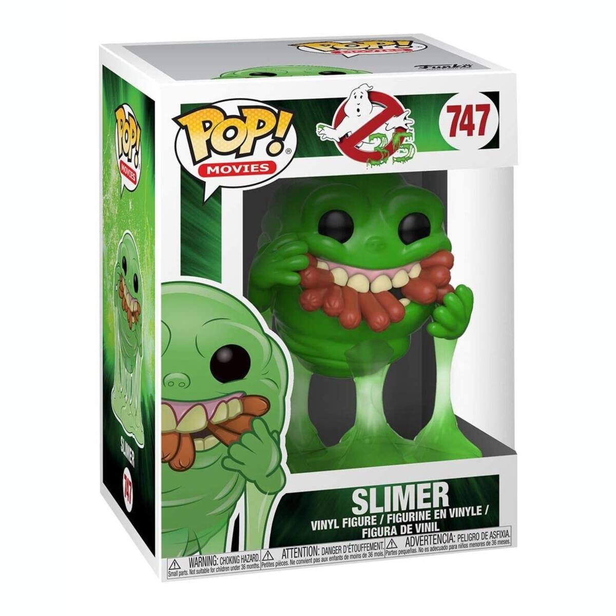 POP! MOVIES 747 SLIMER VINYL FIGURE / FIGURINE EN VINYLE / FIGURA DE VINIL PELIGRO DE ASFIXIA, D'ÉTOUFFEMENT, ADVERTENCIA: pra se memores de 36 meses DANGER: CHOKING HAZARD, ATTENTION: petites pièces. No conviene a menores de 36 mois WARNING: Choking Hazard. Small parts. Not suitable for children under 36 months.