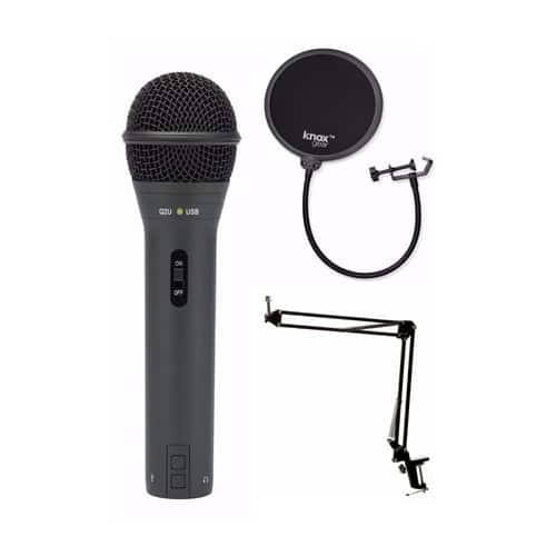 Samson - Q2U Black Handheld Dynamic USB Microphone with Boom Arm and Pop Filter