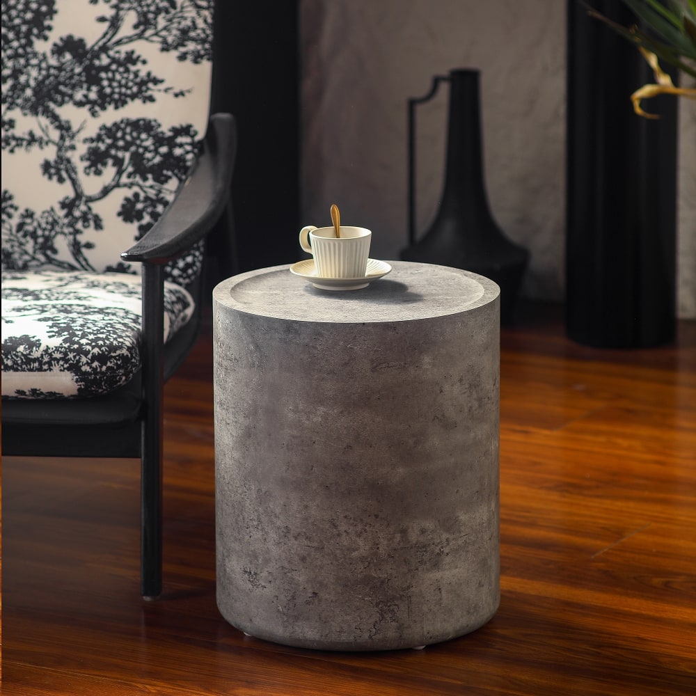 Loheer - Faux Concrete Accent Table Round End Side Table Modern - Gray price history on PriceWatchPro