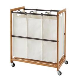 TRINITY - Bamboo 3-Bag Laundry Cart Poles - Bronze