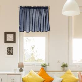 Unique Bargains - Curtain Valance, 27.5x51 in, Half Sheer Rod Pocket Valance for Kitchen Cafe Living Room Bedroom Bathroom, 1 Panel - Navy