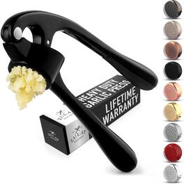 Zulay Kitchen - Premium Garlic Press - Durable Garlic Masher with Soft, Easy to Squeeze Handle - Black