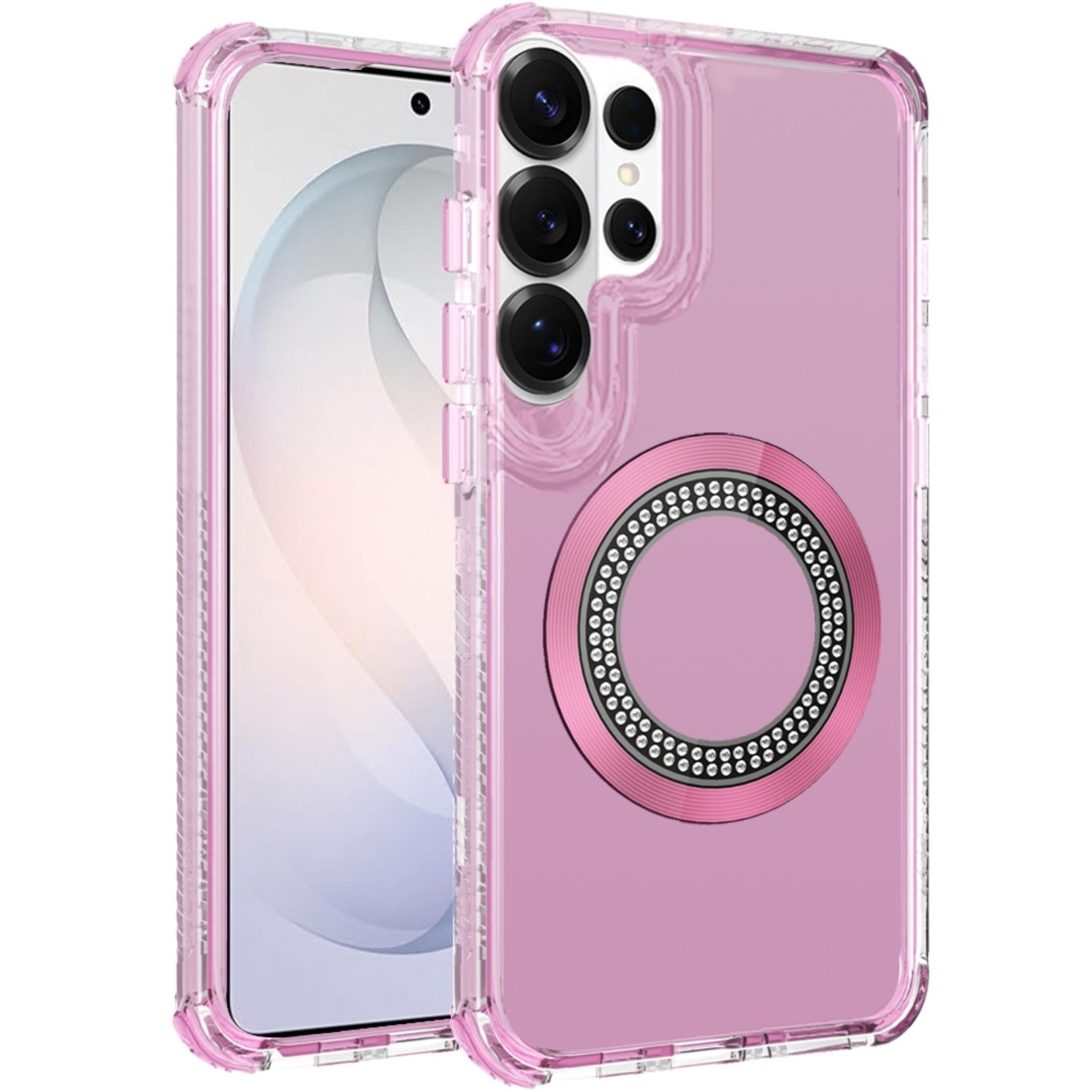 Kitcheniva - Bling Hybrid Magnetic Charging Case With Tempered Glass For Samsung S26 Ultra - Pink price history on PriceWatchPro