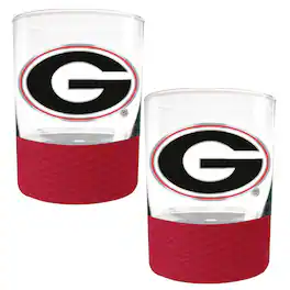 Great American Products - Georgia Bulldogs 2-Pack 14oz. Rocks Glass Set with Silcone Grip - Red