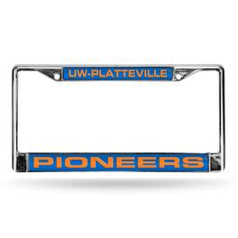 Rico Industries - Wisconsin Platteville Pioneers Chrome Metal Laser Cut License Plate Frame - Multi