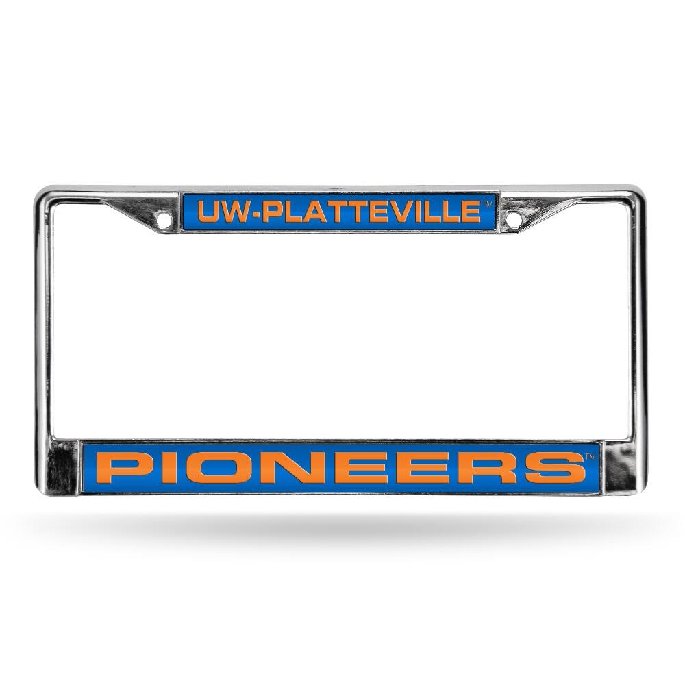Wisconsin Platteville Pioneers Chrome Metal Laser Cut License Plate Frame