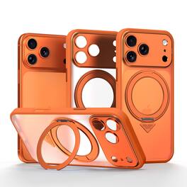 Dteck - For iPhone 18 Pro Max Matte Rugged Case Compatible With Magsafe Accessories,Shockproof Ring Kickstand Hard PC+TPU Cover - Orange