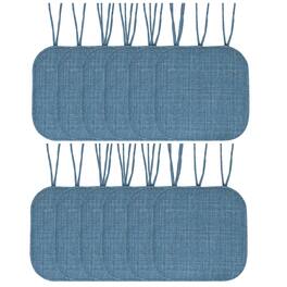 Sweet Home Collection - Aria Memory Foam Non-Slip 16" x 16" Chair Cushion Pad with Ties, 12-Pack - Blue