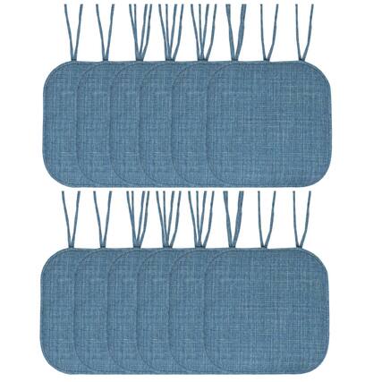 Front. Sweet Home Collection - Aria Memory Foam Non-Slip 16" x 16" Chair Cushion Pad with Ties, 12-Pack - Blue.