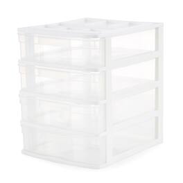 Gracious Living - 4 Drawer Desktop Countertop Storage with Organizer Lid, White